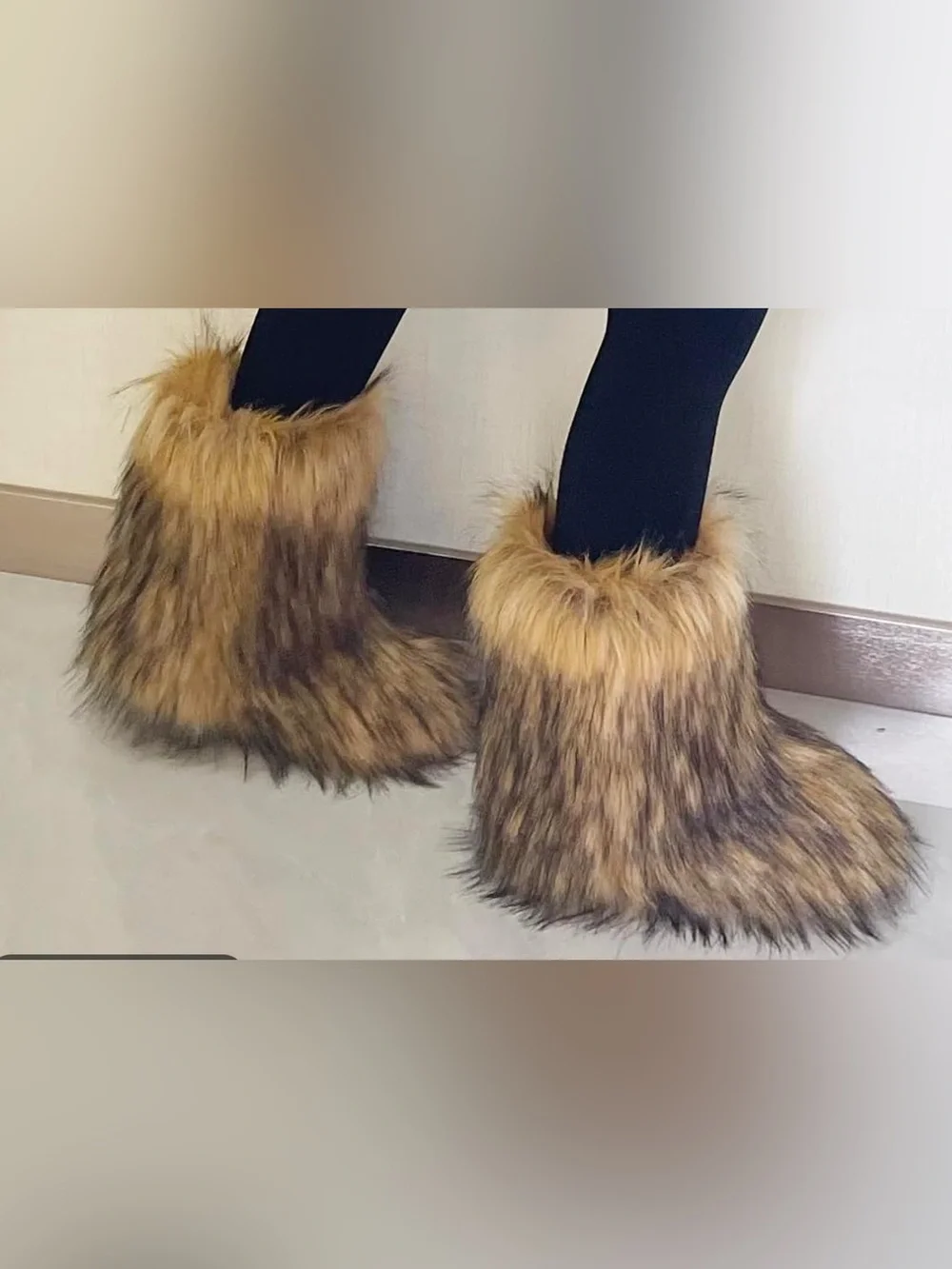 NWT Furry Mid-Calf Boots for Women, size 10, indoor or outdoor, rubber sole.